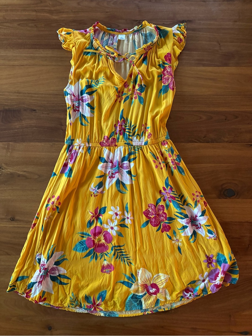 Old Navy Tropical Floral Flutter Sleeve Mini Dress | Size S